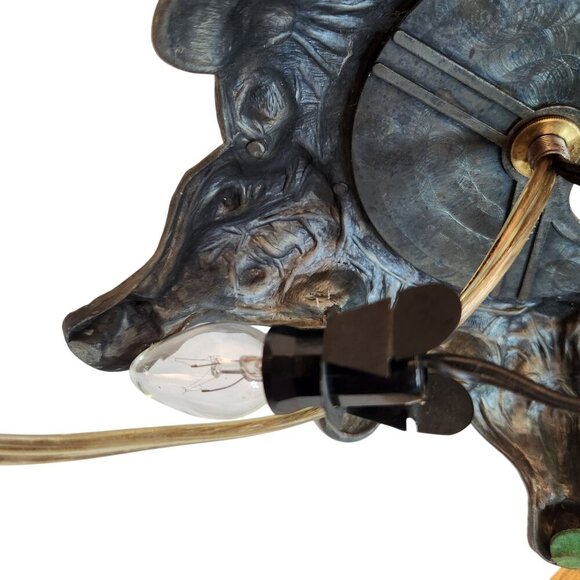 Vintage 3 way Table Lamp Floral Hand-Painted Glass Shade & Metal Base Electric D - Picture 16 of 16